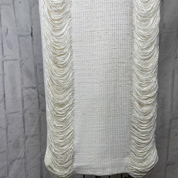 Jonathan Simkhai Midi Pencil Skirt Cream Draping String Detail Body Con Back Zip - Picture 3 of 13